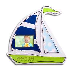 Personalized Kid's Room Sailboat Decor Wall Art with Frame
