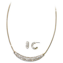 Puttin on the Glitz Crystal Necklace and Pierced Earrings Set