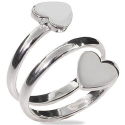 Spiral Double Heart Sterling Silver Ring
