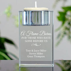 Memorial Candle Holder Displaying 3 Personalized Lines