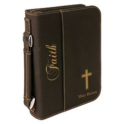 Personalized Faith Bible Cover with Handle in Black Leatherette