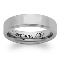 Men's Tungsten Engraved Polished Flat Band