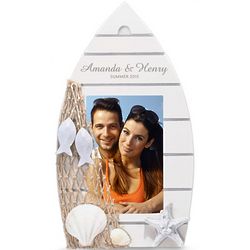 Personalized 4x6 Beach Couples White Wood Boat Frame