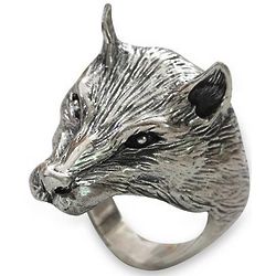 Men's Wolf Courage Sterling Silver Ring