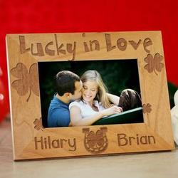 Lucky in Love Personalized Wood Picture Frame
