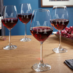 4 Personalized Oakmont Wine Glasses