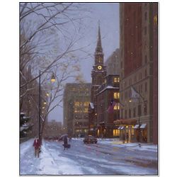 Arlington Street Snowfall 9.5x8 Art Print