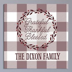 Grateful Thankful Blessed Personalized Canvas Print