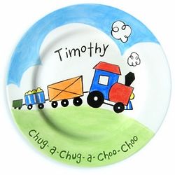 Personalized Train Baby Plate