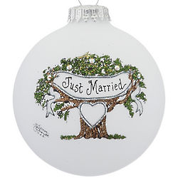 Personalized Just Married Tree Christmas Ornament