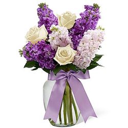 Sitting Pretty Purple and White Flower Bouquet