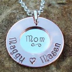 Copper & Sterling Mom's Circle of Love Hand-Stamped Necklace