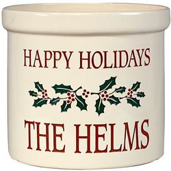 Personalized Holiday Holly Crock