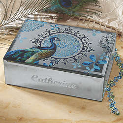 Personalized Peacock Jewelry Box