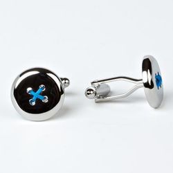 Rhodium-Plated Button Cufflinks with Personalized Box