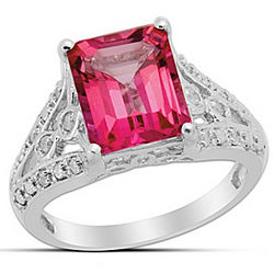 Luxury Pink Topaz and Diamond Ring