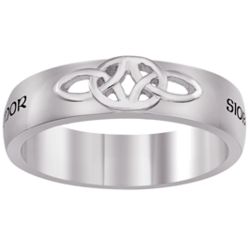 Sterling Silver Couple's Engraved Name Celtic Wedding Band