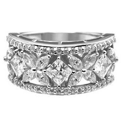 Simulated Princess and Marquise Cut Diamond Band in Silver