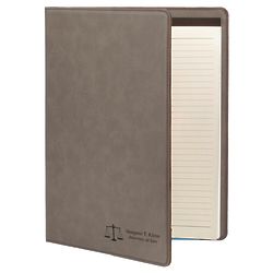 Lawyer's Personalized Portfolio with Notepad in Gray Leatherette