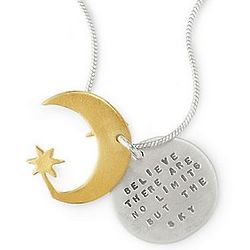 Believe There Are No Limits But the Sky Moon Disc Necklace