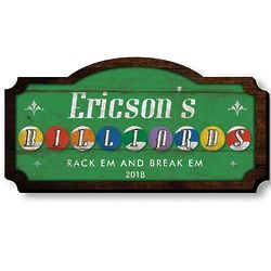Personalized Pool Hall Wooden Sign