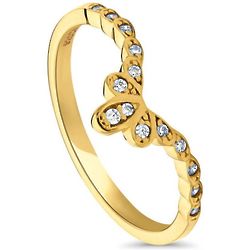 Flower Crown & Cubic Zirconia Gold Plated Ring