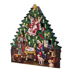 Christmas Tree Nativity Wooden Advent Calendar