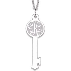 Sterling Silver Initial Key Necklace