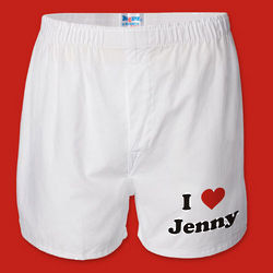 I Love You Men's White Personalized Boxer Shorts