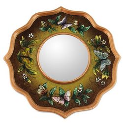 Mocha Butterfly Sky Reverse Painted Wall Mirror