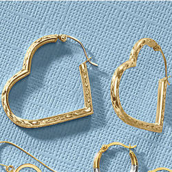 10K Gold Heart Hoop Earrings