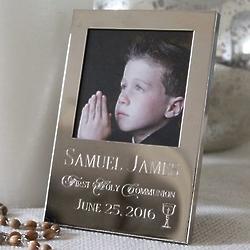 Personalized First Communion Polished Silver Tone Frame