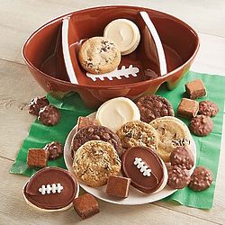 Ceramic Football Bowl with 24 Decorated Cookies