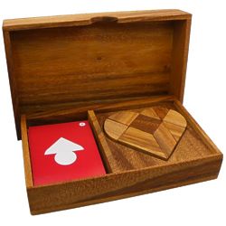 Wooden Logic Tangram Heart Puzzle with Cards