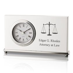 Lawyer's Personalized Modern Clock with White Piano Finish