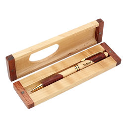 Personalized Maple & Rosewood Ballpoint Pen and Box