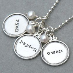 Personalized Hand Stamped Silver Disc Necklace