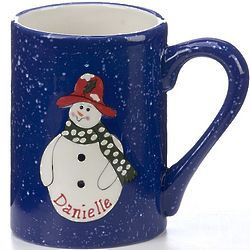 Personalized Red Hat Snowman Mug