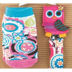 Owl Socks and Pacifier Clip Set
