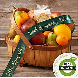 Organic Living Fruit Basket with Sympathy Ribbon