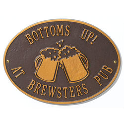 Personalized Bottoms Up! Beer Mugs Plaque