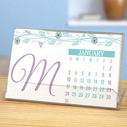 Personalized Floral Initial Desk Calendar