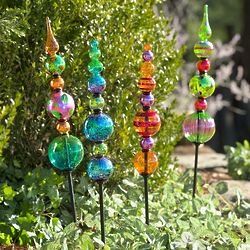 Colorful Glass Garden Stakes