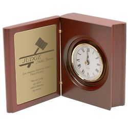 Judge's Personalized Book Clock with Brass Plate