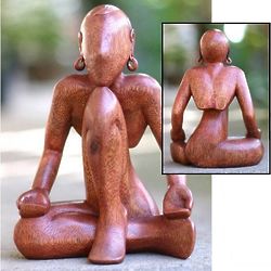 Meditation Artisan Crafted Wood Sculpture