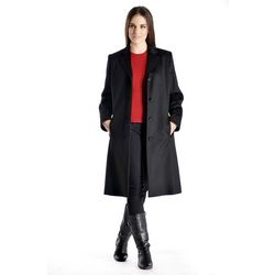 Women's Knee Length Black Overcoat in Pure Cashmere