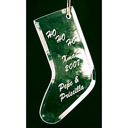 Etched Beveled Glass "Stocking" Ornament