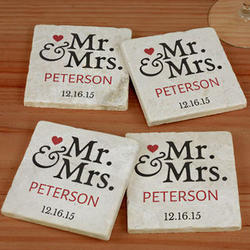 Personalized Mr. and Mrs. Marble Coasters