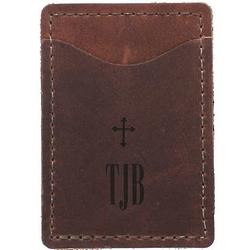 Personalized Leather Card Case with Cross