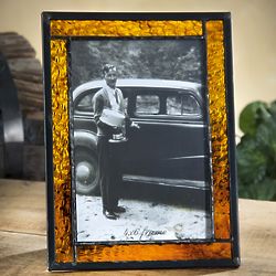 Personalized Amber Stained Glass Picture Frame